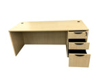 Office Source Maple Straight Desk With Three Drawer Pedestal File - 30"D x 71"W