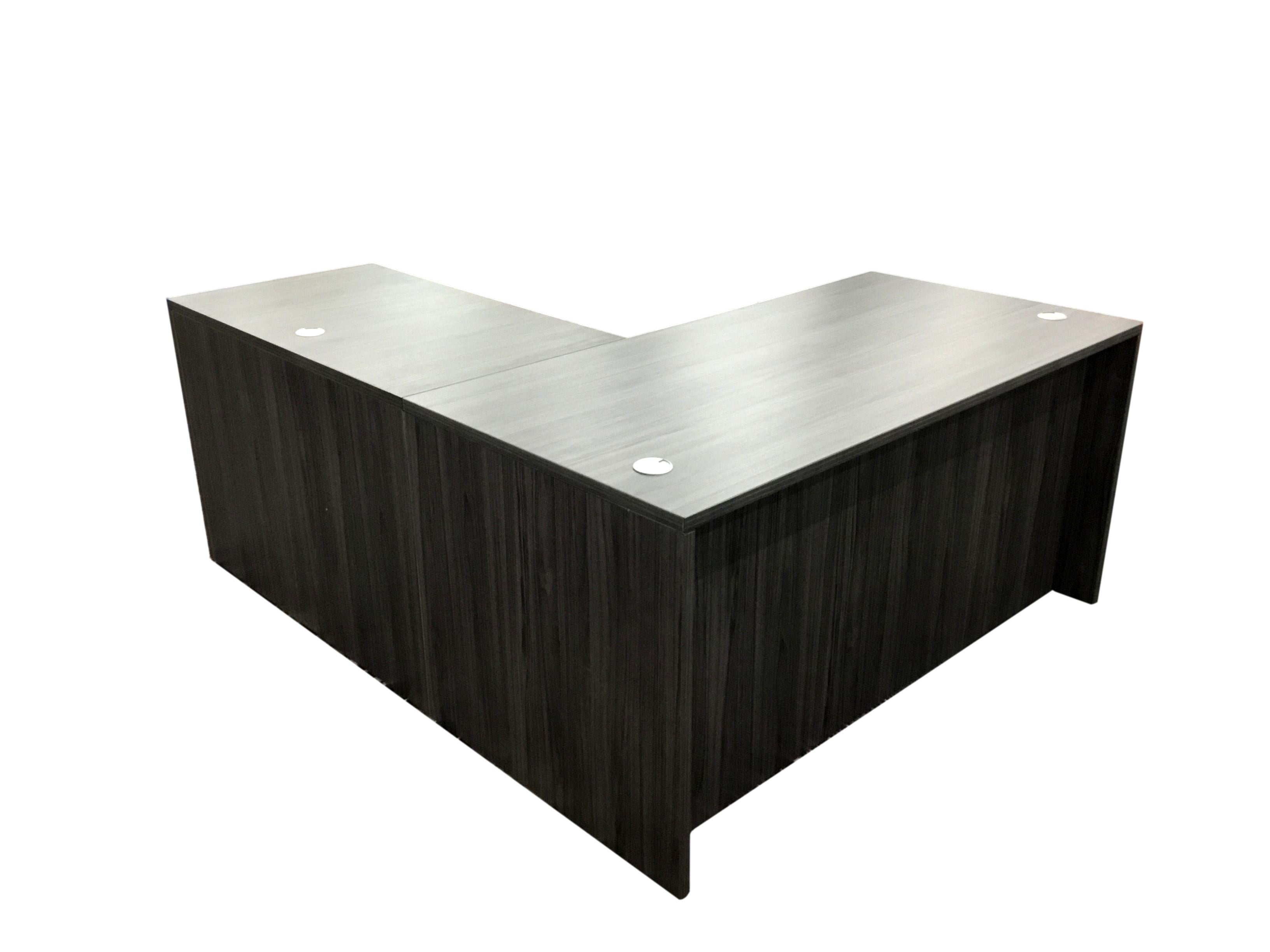 Office Source Coastal Gray L-Shape Desk Pedestal File - 60" x 72"