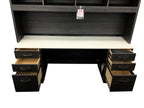 Candex New Yorker Custom Office Suite in Arctic White and Gray Storm - Desk + Hutch + Credenza