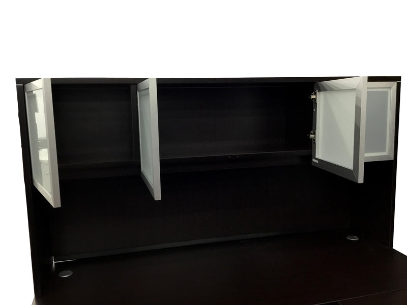 Office Source Laminate Espresso L-Shape Desk With Hutch - 71" x 77"