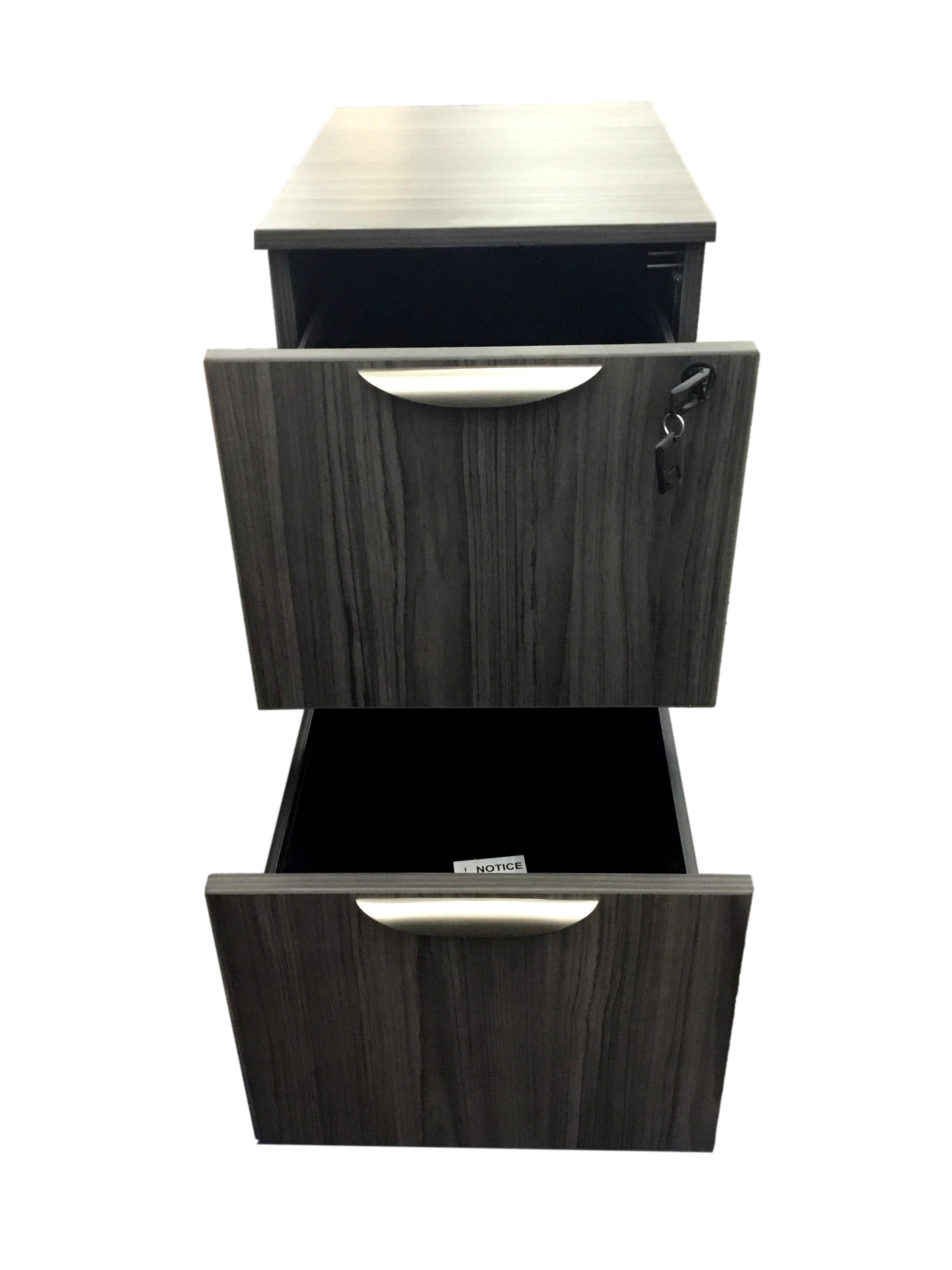OfficeSource OS Laminate Collection 2 Drawer Mobile Pedestal – File/File - Coastal Gray or Espresso