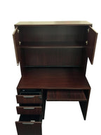 Office Source Mahogany Laminate Straight Desk With Hutch - Pedestal File - Keyboard Tray - 30"D x 48"W