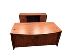 OfficeSource Laminate Bow Front Desk With Credenza in 2 Sizes and 7 Finishes