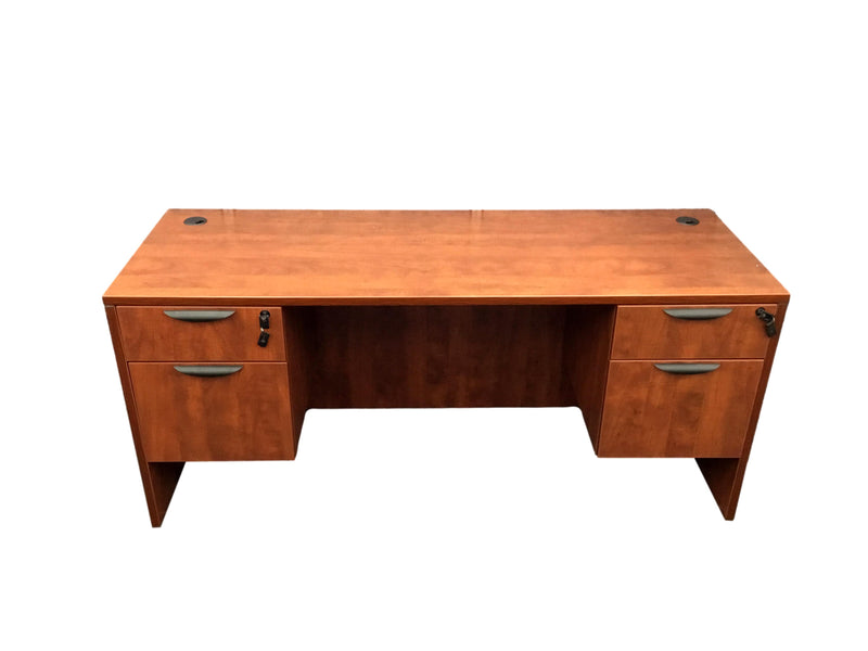 OfficeSource Laminate Bow Front Desk With Credenza in 2 Sizes and 7 Finishes