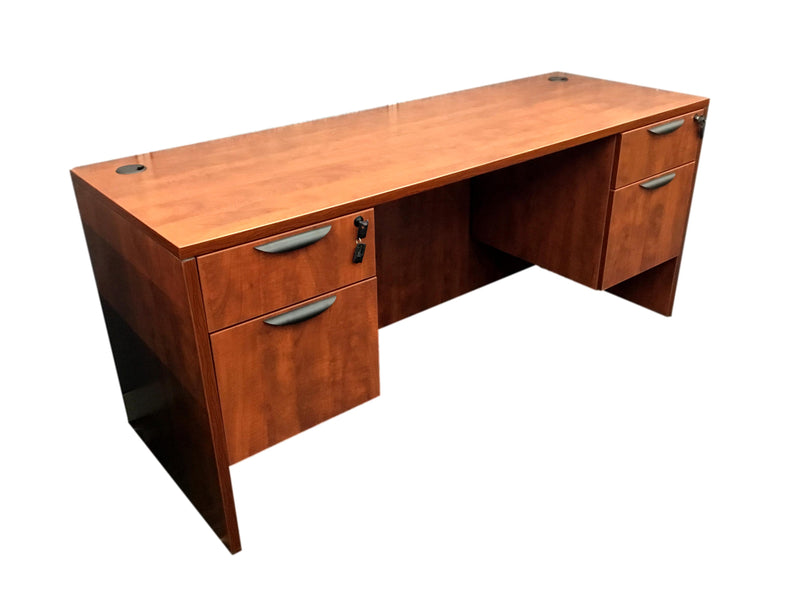 OfficeSource Laminate Bow Front Desk With Credenza in 2 Sizes and 7 Finishes