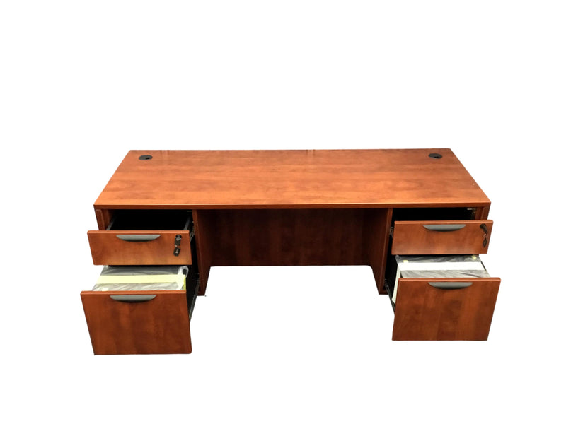 OfficeSource Laminate Bow Front Desk With Credenza in 2 Sizes and 7 Finishes