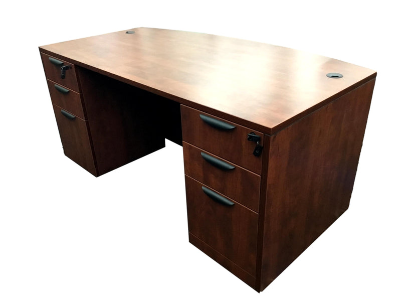OfficeSource Laminate Bow Front Desk With Credenza in 2 Sizes and 7 Finishes