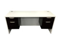 Office Source Double 3/4 File Desk 71" x 30" in White w/ Espresso