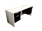 Office Source Credenza w/ 2 3/4 Files 66" x 24" in White w/ Espresso