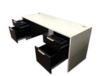Office Source Credenza w/ 2 3/4 Files 66" x 24" in White w/ Espresso