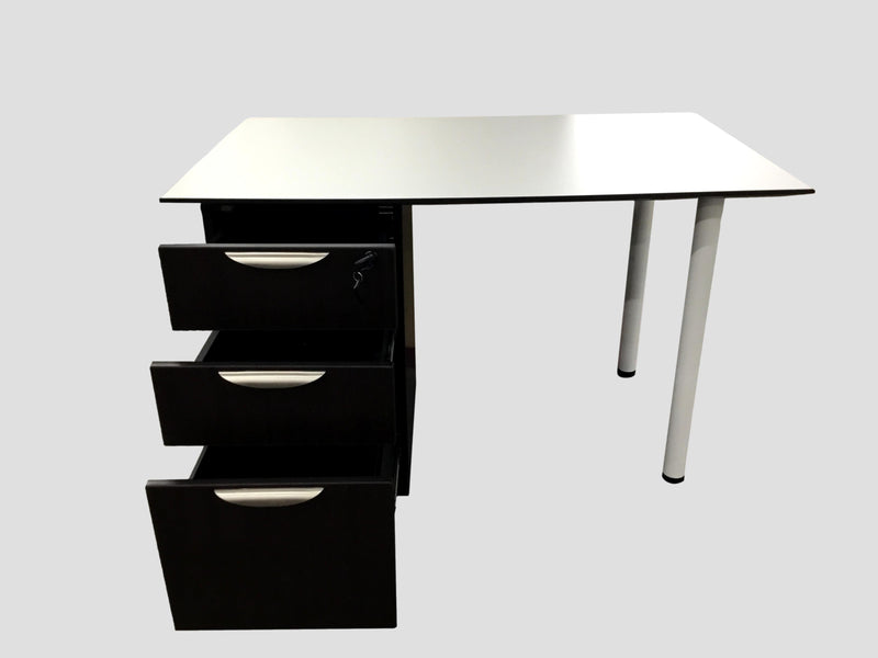 Office Source White/Espresso Beveled Edge Surface With B/B/F Pedestal - 30" x 48"