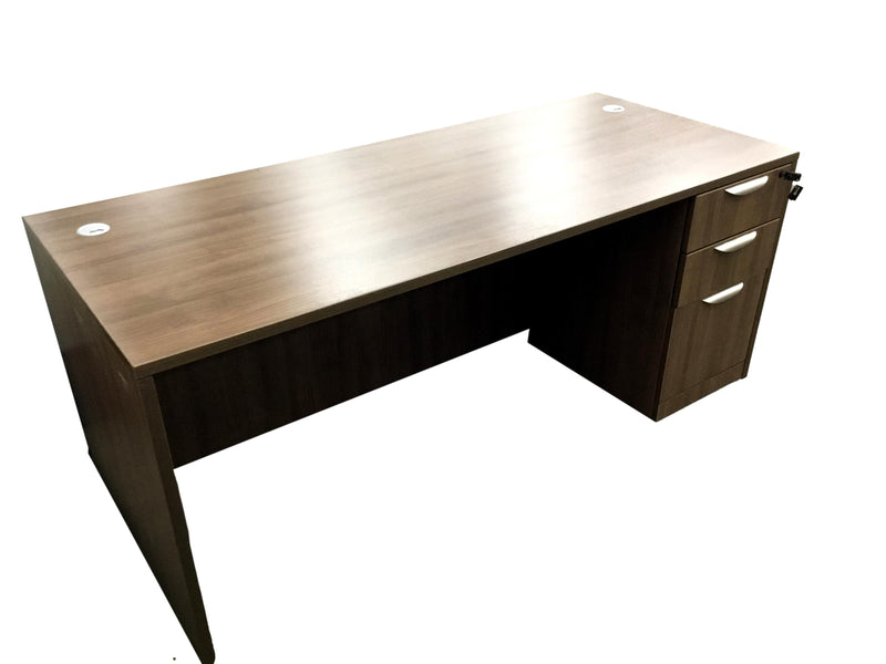 Office Source Single (3 drawer) Full File Desk 71" x 30" in Modern Walnut