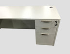 Office Source L-Shape Desk in White Laminate With B/B/F Cabinet - 66" x 66"