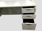 Office Source L-Shape Desk in White Laminate With B/B/F Cabinet - 66" x 66"