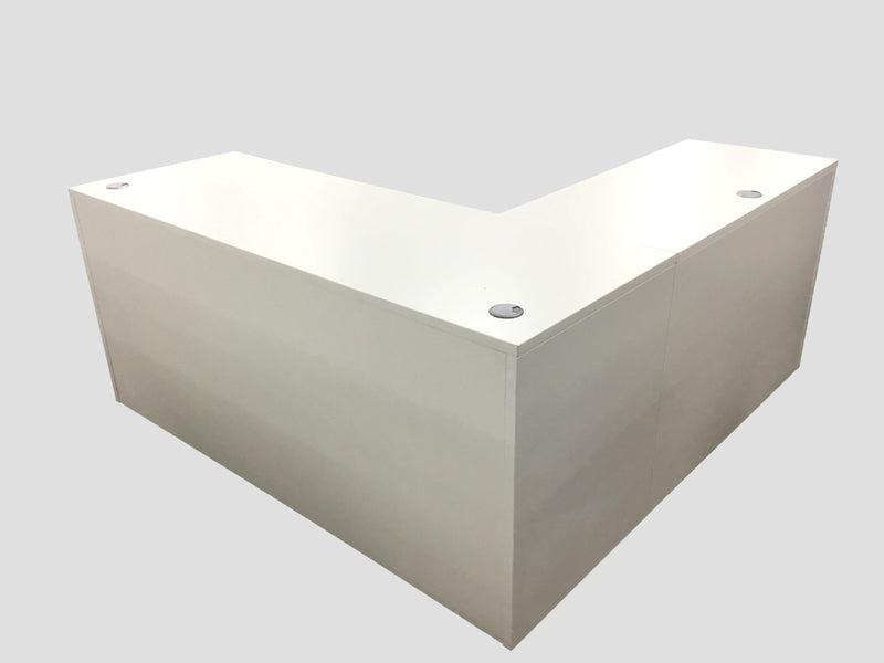 Office Source L-Shape Desk in White Laminate With B/B/F Cabinet - 66" x 66"