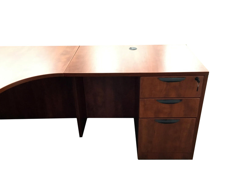 OfficeSource Laminate L-Shape Desk With Corner Extension and 3-Drawer Pedestal in 7 Finishes