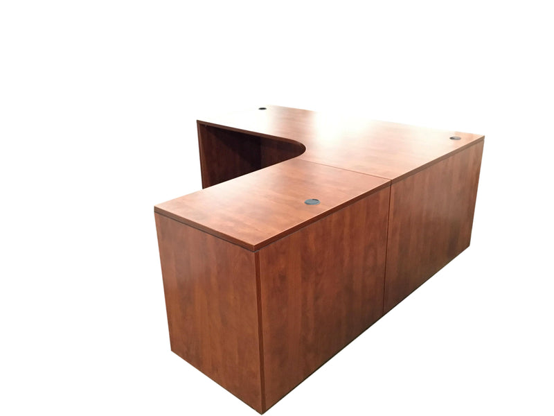 OfficeSource Laminate L-Shape Desk With Corner Extension and 3-Drawer Pedestal in 7 Finishes