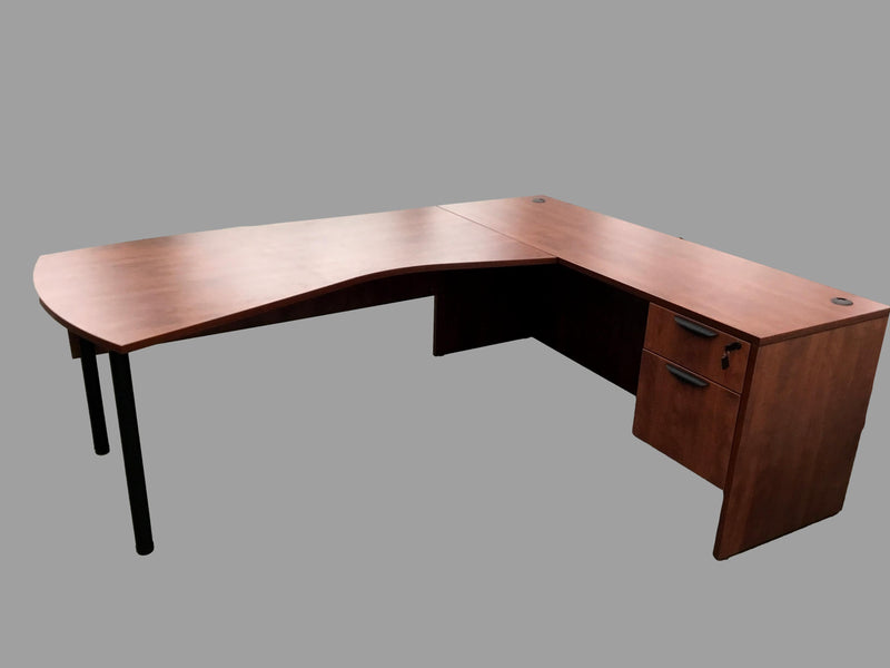 Office Source L-shape Vector Desk with Credenza and Drawers