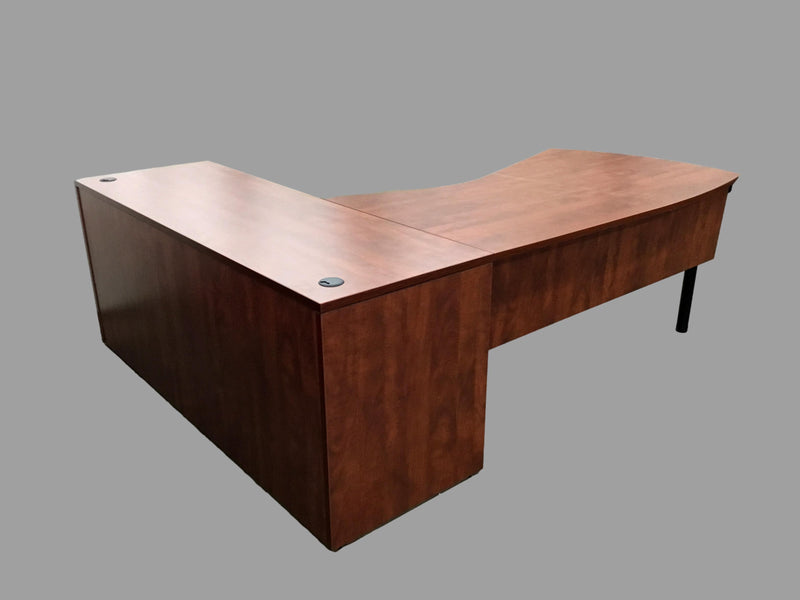 Office Source L-shape Vector Desk with Credenza and Drawers