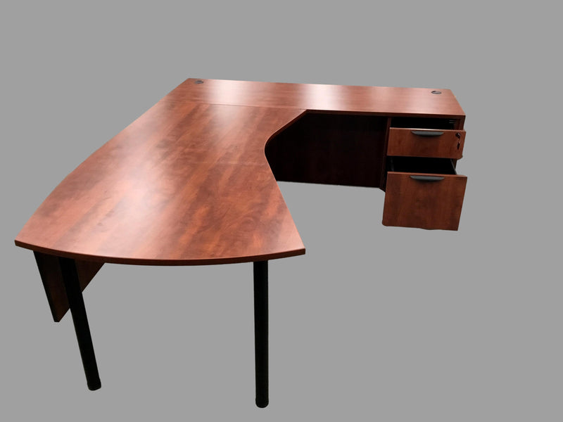 Office Source L-shape Vector Desk with Credenza and Drawers