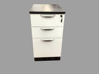 OfficeSource OS Laminate Collection 3 Drawer Mobile Pedestal – Box/Box/File Coastal Gray w/ White Drawers