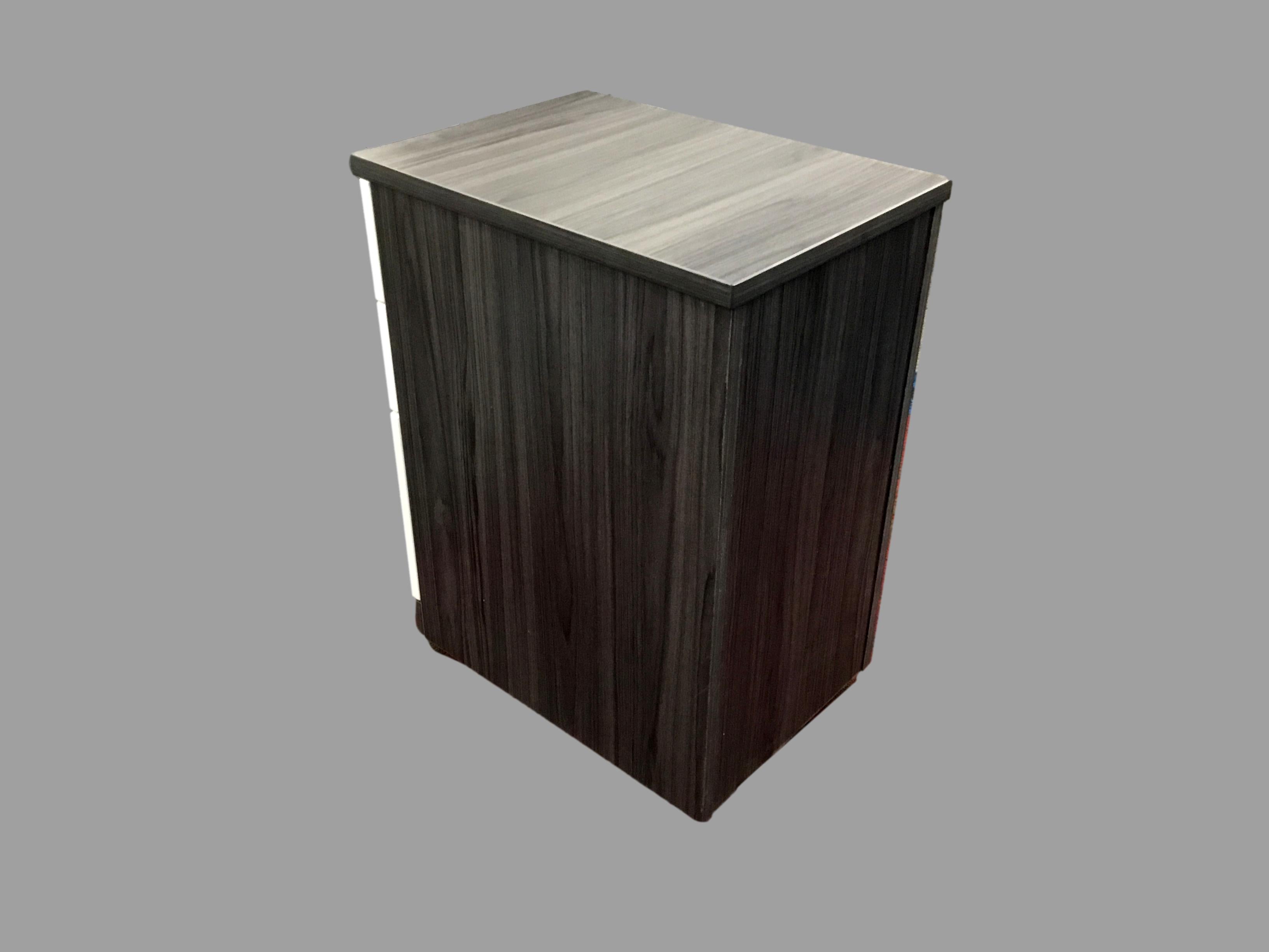 OfficeSource OS Laminate Collection 3 Drawer Mobile Pedestal – Box/Box/File Coastal Gray w/ White Drawers