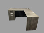 Office Source Coastal Gray L-Shape Desk w/ 3 Drawer Pedestal File - 60" x 72"