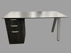 Office Source Office Source Coastal Gray Beveled Edge Top With B/B/F Pedestal With Silver Oblique legs  - 30" x 60"