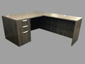 Office Source Coastal Gray L-Shape Desk w/ 3 Drawer Pedestal File - 60" x 72"