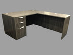 Office Source Coastal Gray L-Shape Desk w/ 3 Drawer Pedestal File - 60" x 72"