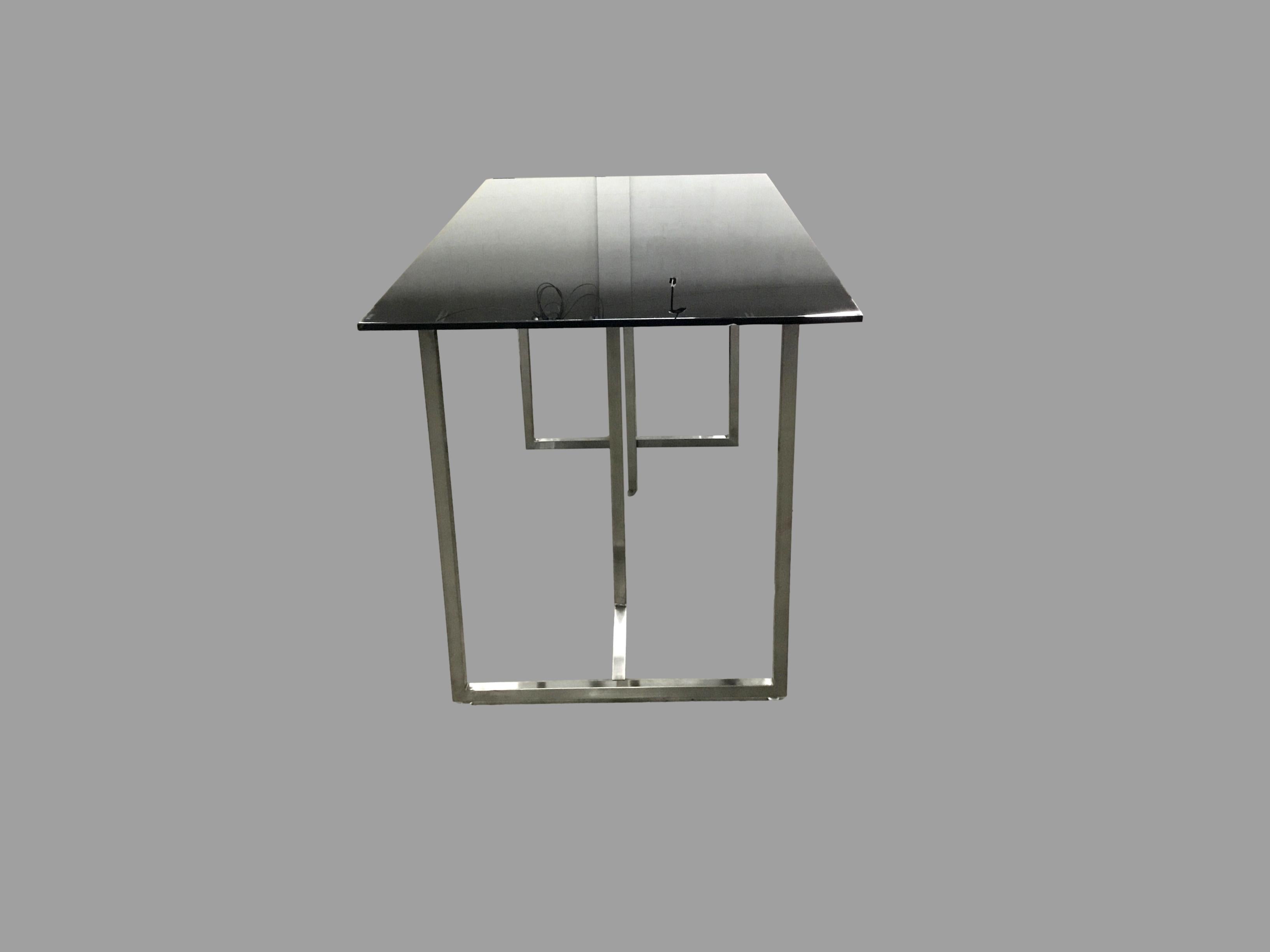 Office Source Variant Collection Rectangular Black Glass Top w/ Euro Style Base
