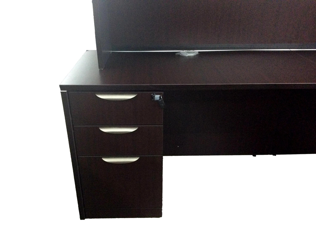Office Source Laminate Espresso L-Shape Desk With Hutch - 71" x 77"