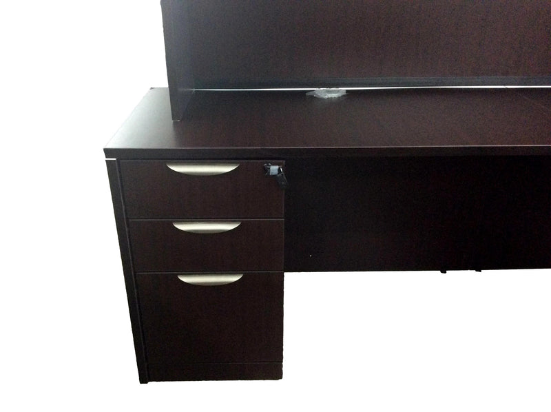 Office Source Laminate Espresso L-Shape Desk With Hutch - 71" x 77"