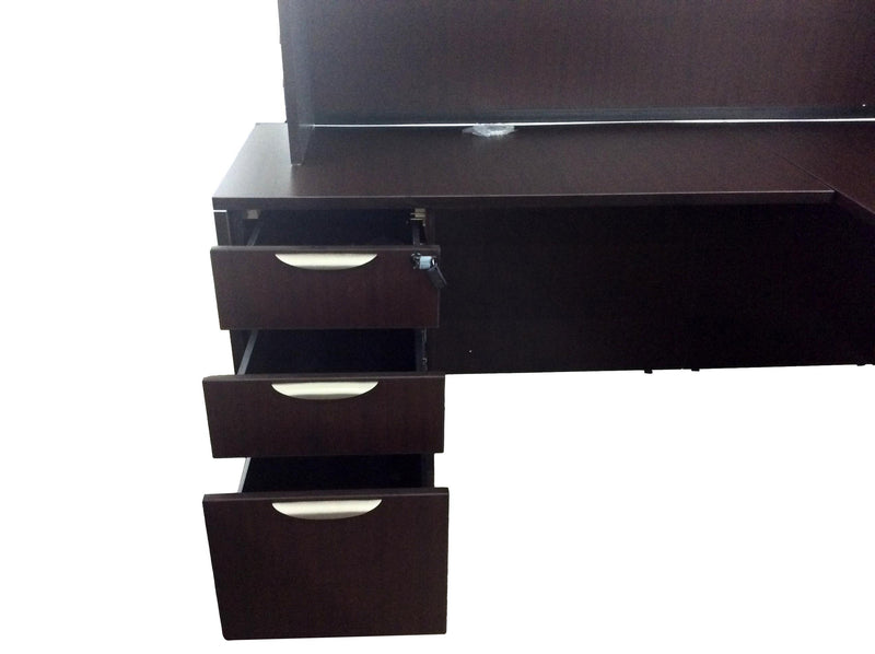 Office Source Laminate Espresso L-Shape Desk With Hutch - 71" x 77"