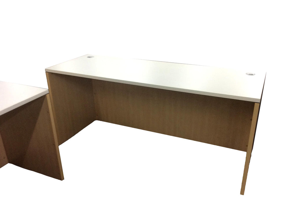 Office Source L-Shaped, Bowfront Desk with Credenza in ANY TWO FINISHES