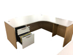 Office Source L-Shaped, Bowfront Desk with Credenza in ANY TWO FINISHES