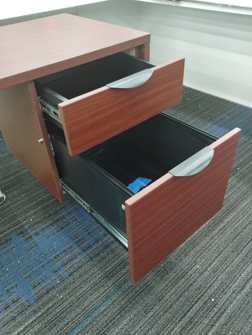 Candex Desk with 3/4 Pedestal in Mahogany with Post Legs