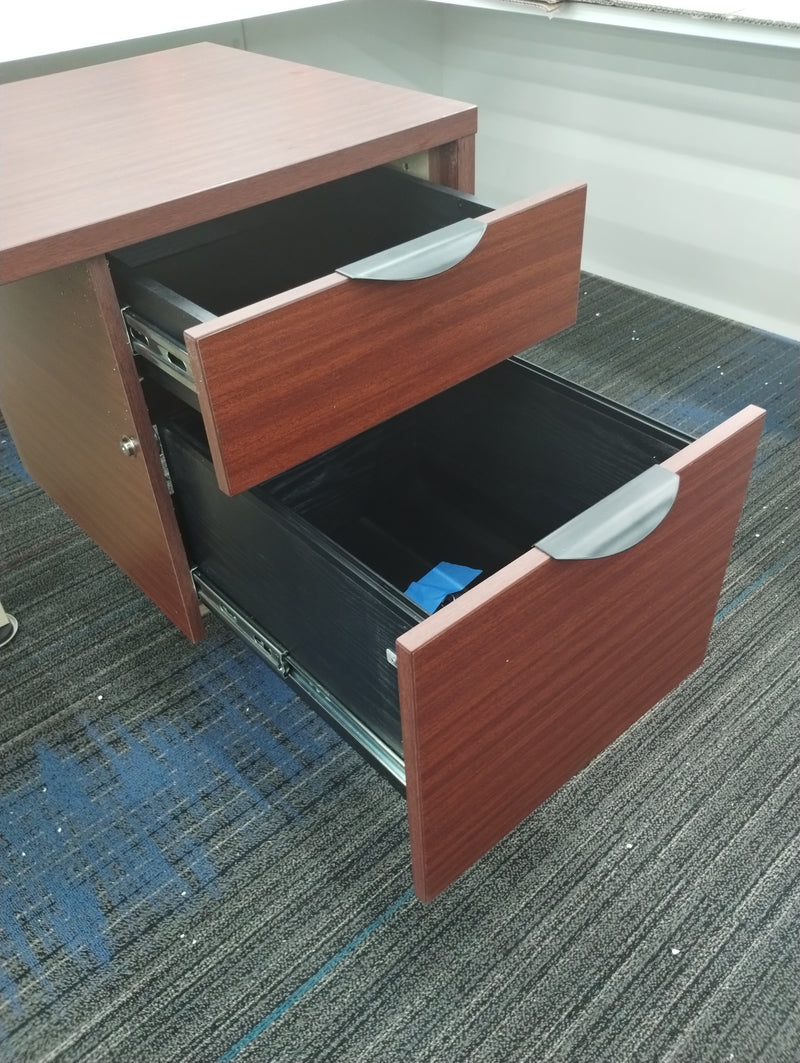 Candex Desk with 3/4 Pedestal in Mahogany with Post Legs