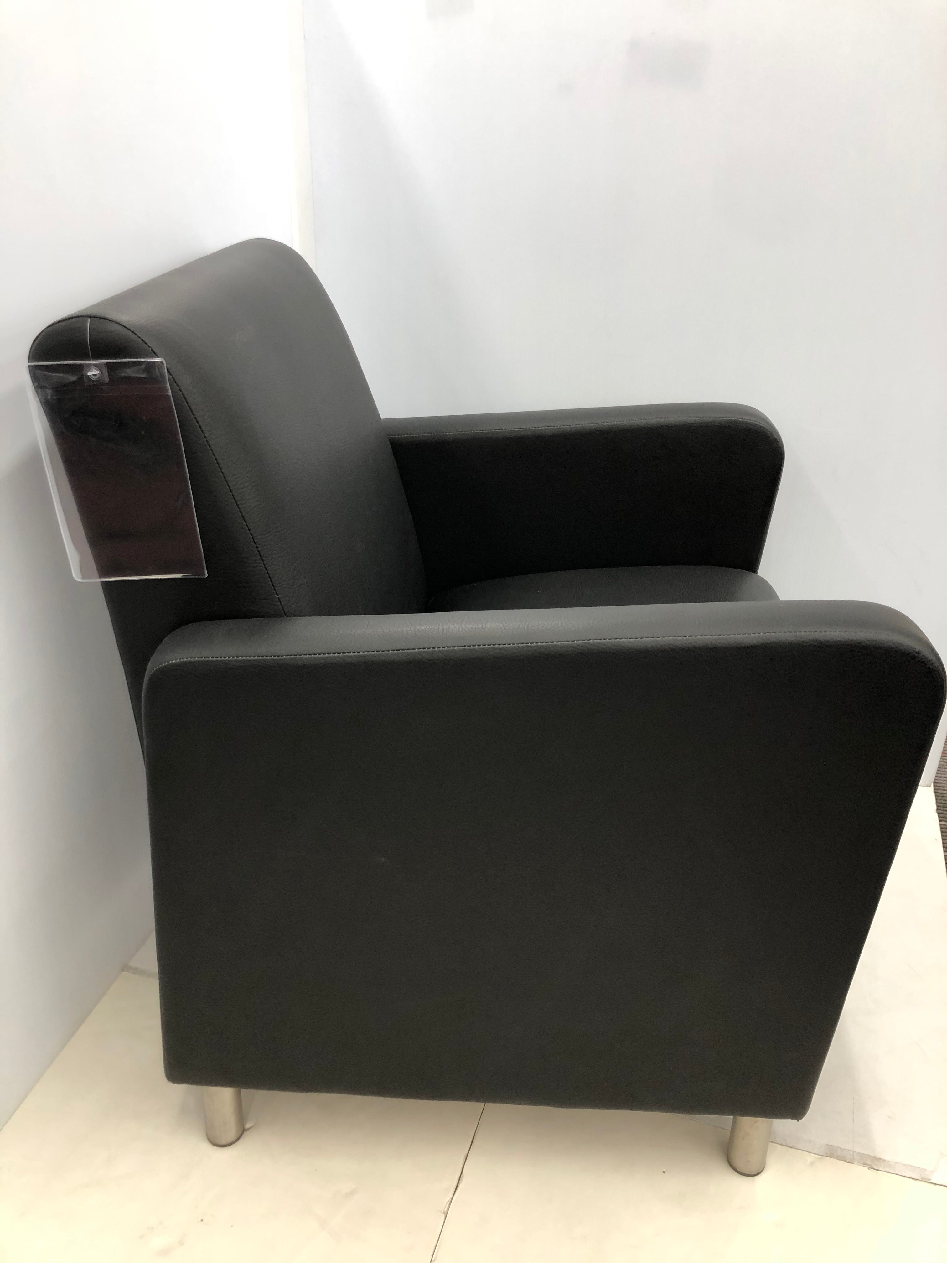 New Lesro Black Vinyl Lounge Chair - Siena Collection