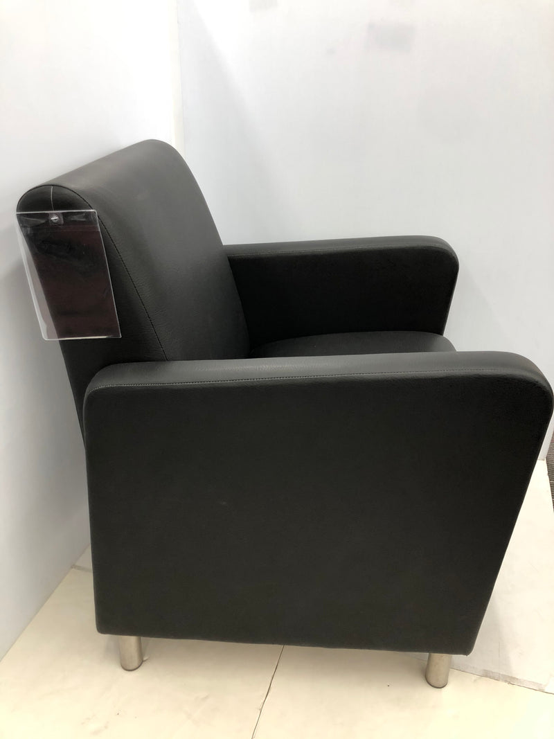 New Lesro Black Vinyl Lounge Chair - Siena Collection