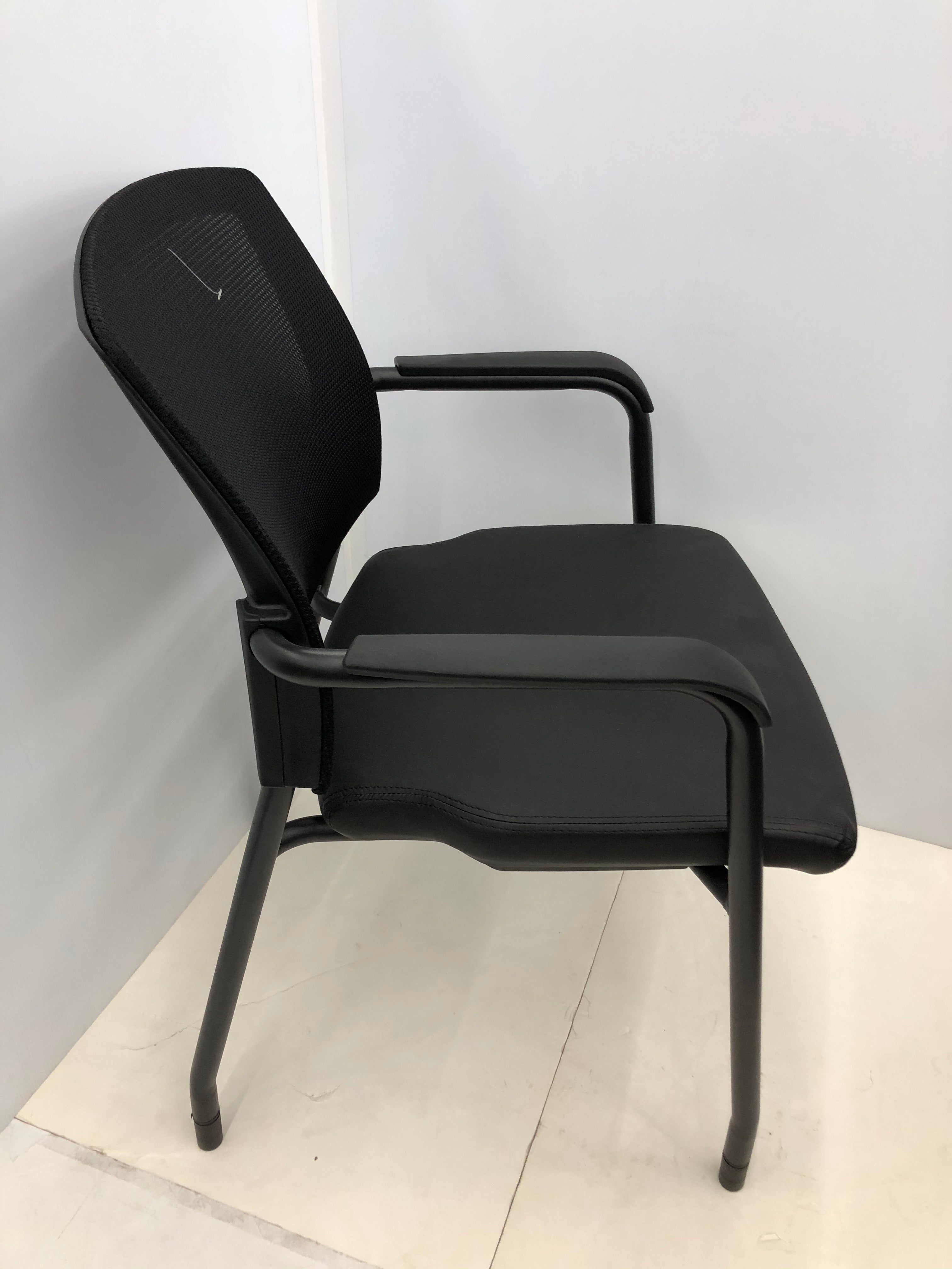 Office Source Micro Mesh Side Chair with Black Leathertek Seat