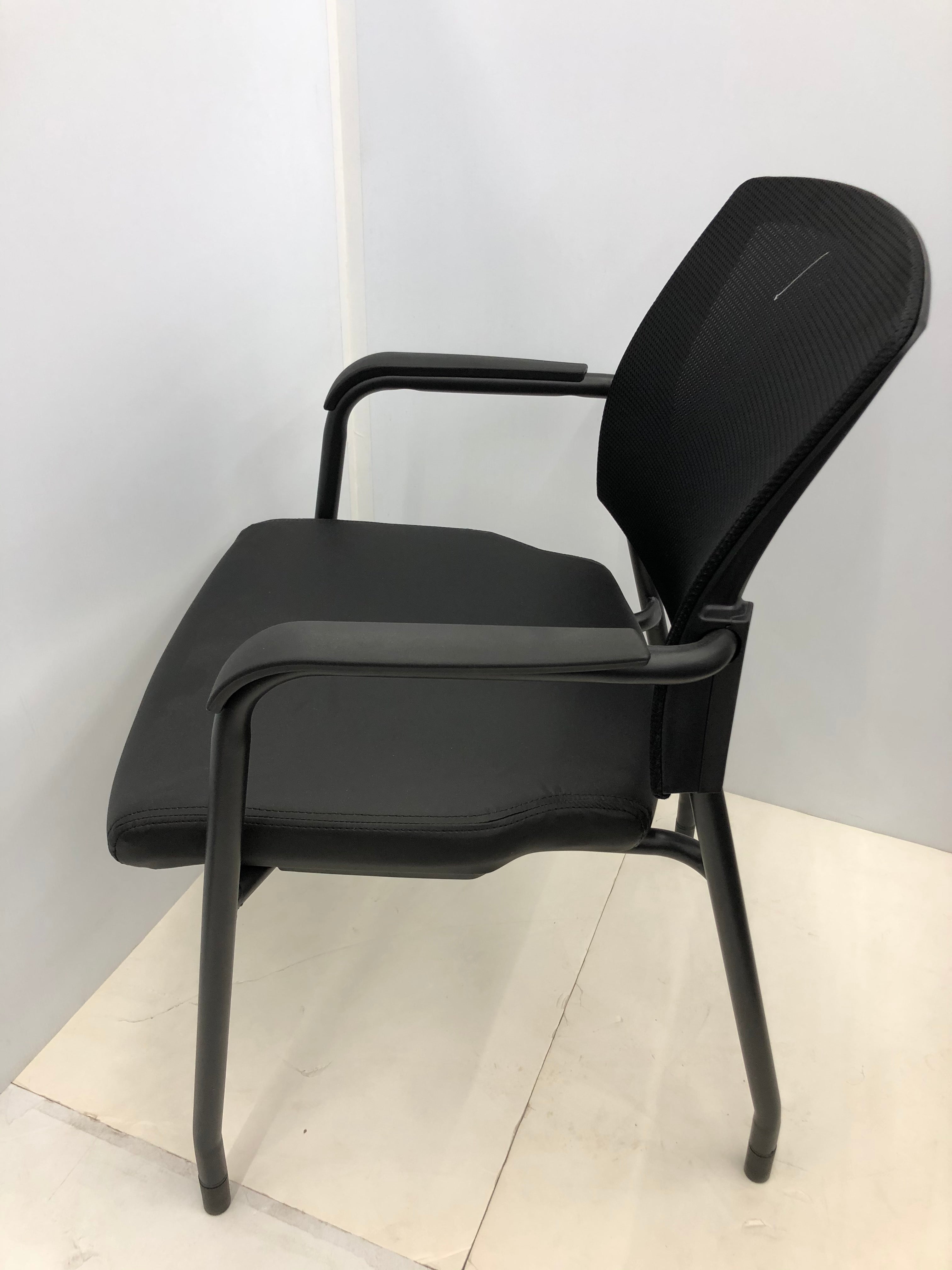 Office Source Micro Mesh Side Chair with Black Leathertek Seat