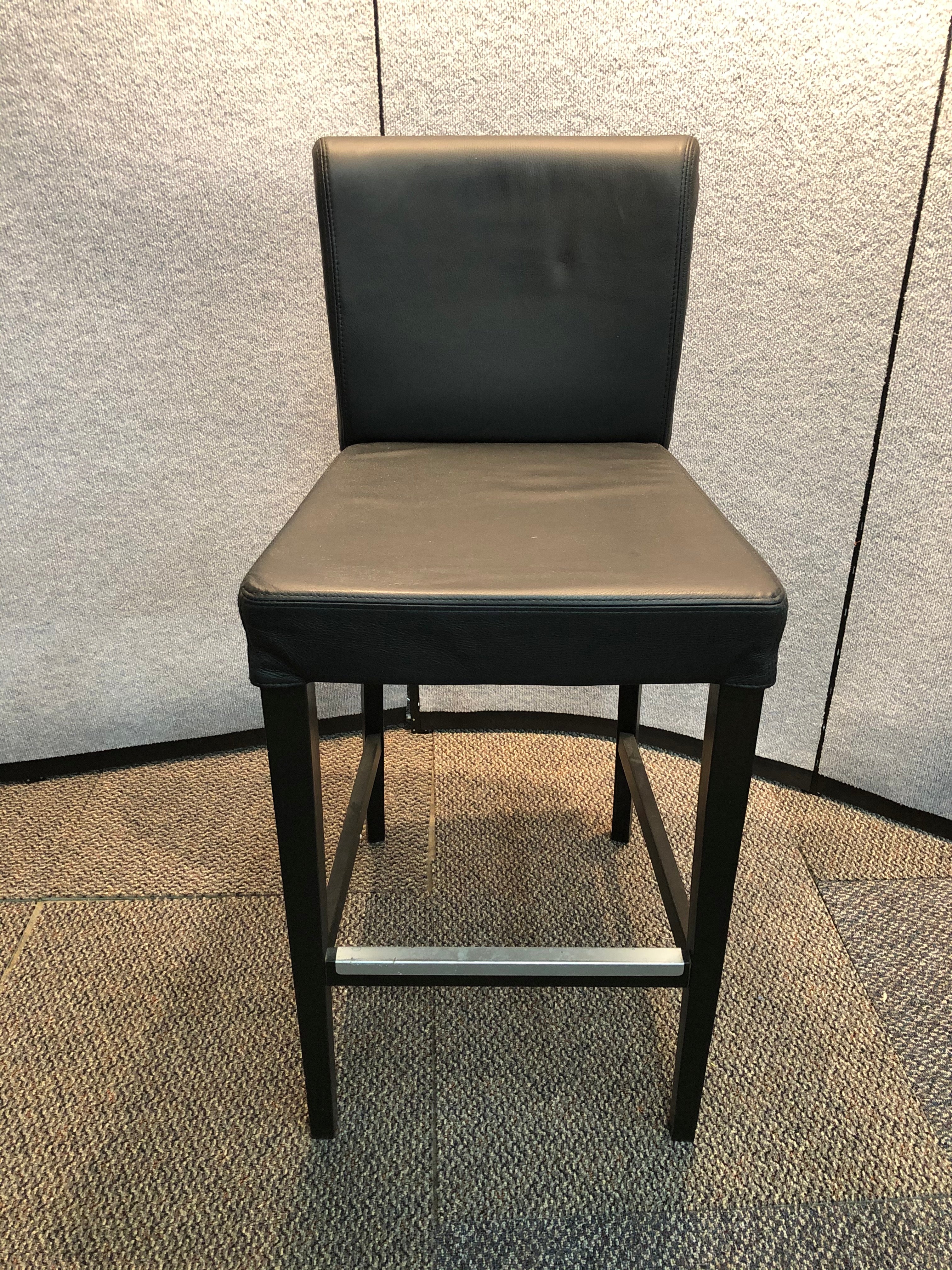 Pre-Owned Black Leather Seat and Back Cafe Height Stool