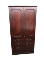 Pre-Owned Mahogany Veneer Storage Entertainment Center Cabinet
