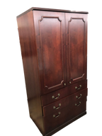Pre-Owned Mahogany Veneer Storage Entertainment Center Cabinet