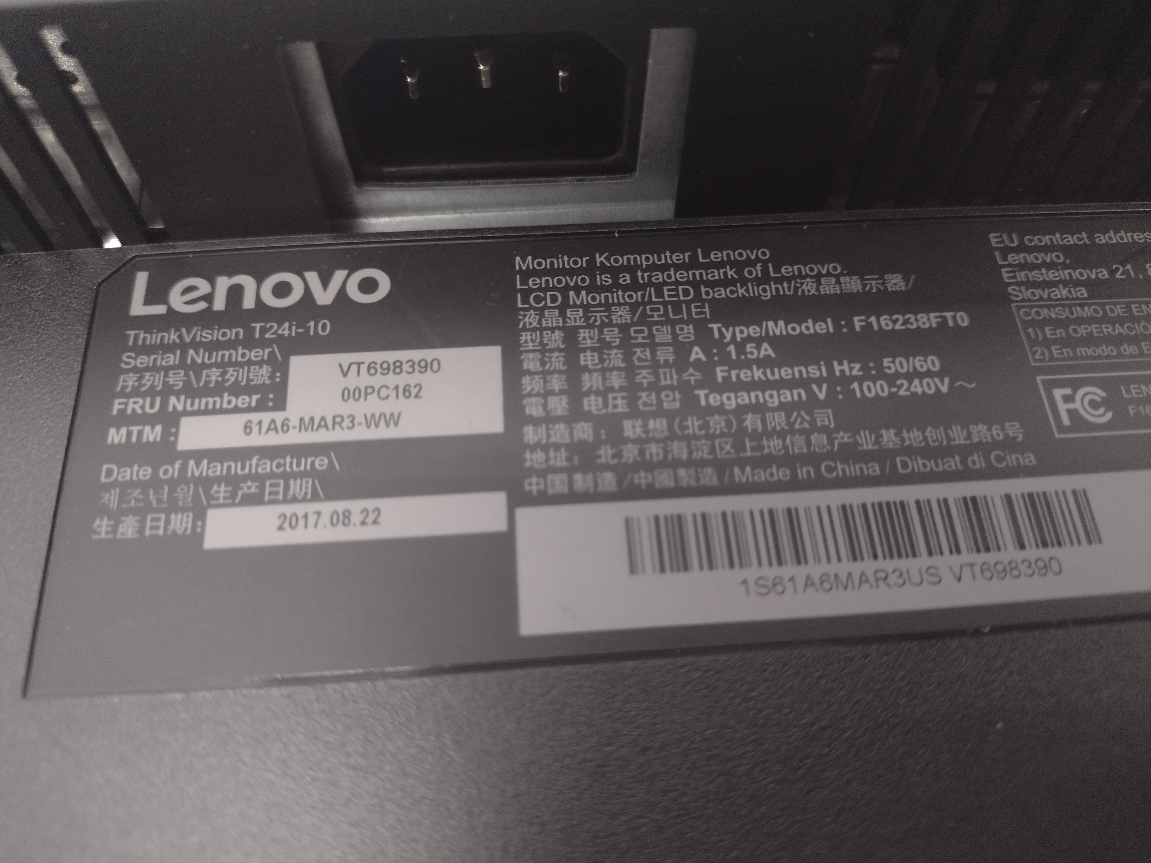 Lenovo ThinkVision 24" 1920 x 1080P FHD LCD LED T24i-10 Monitor