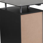 Black Glass Computer Desk with Three Drawer Pedestal - 23 1/2" D x 47 1/4" W