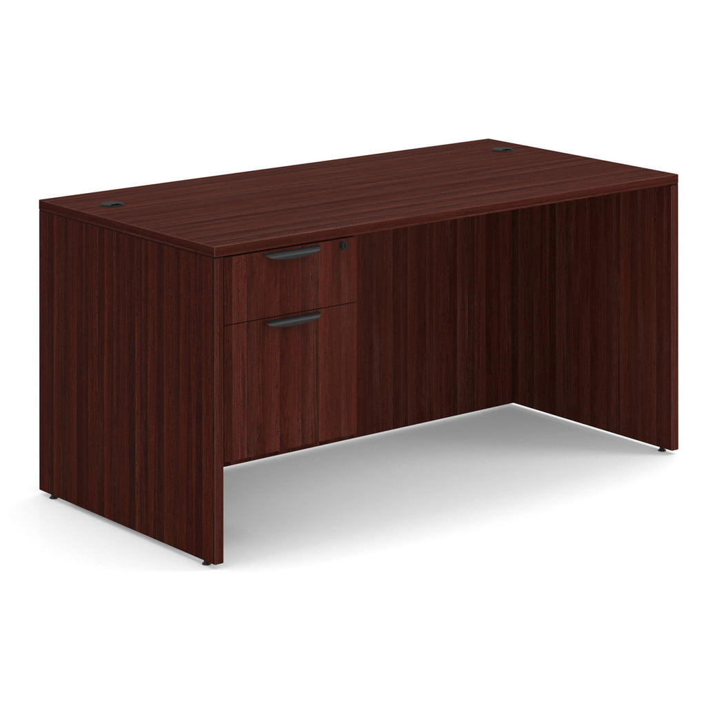 Office Source Single Pedestal Desk 60" x 30" in Coastal Gray