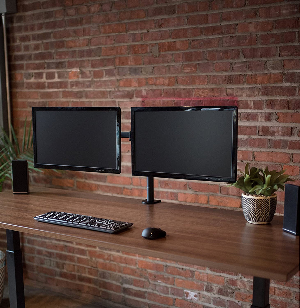 Dual LCD Monitor Desk Mount Stand Heavy Duty Fully Adjustable fits 2 /Two Screens up to 27"