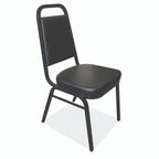 OfficeSource Reese Collection Square Back Stacker with Black Textured Steel Frame